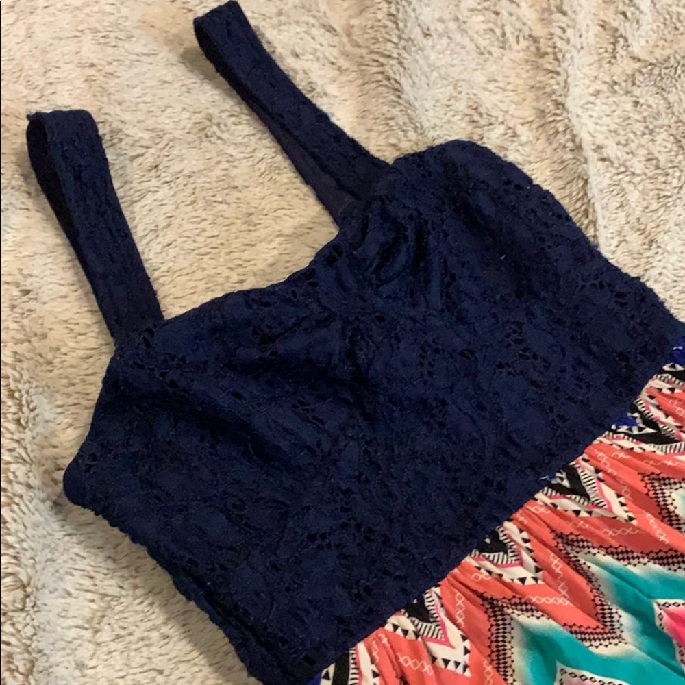 Navy/patterned maxi dress with POCKETS
